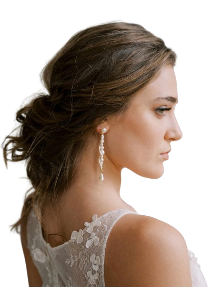 Pearl twisted bridal drop earrings
