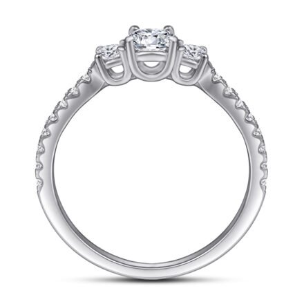 Grace Round Cut Three-Stone Moissanite Wedding Ring