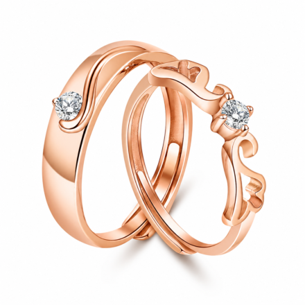 Amour Heart Design Moissanite Couple Ring Set