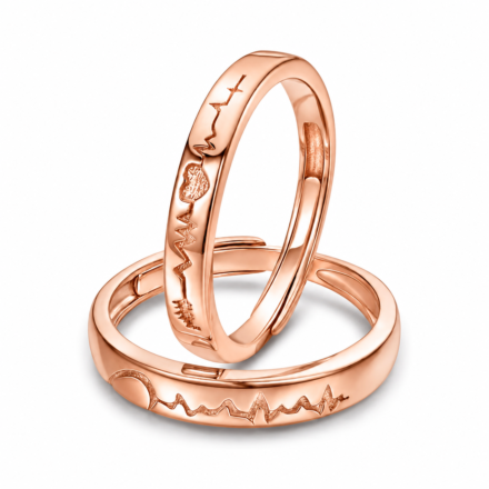 Heartbeat Couple Rings – Matching Ring Set