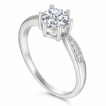 Promise Round-Cut Moissanite Pavé Engagement Ring