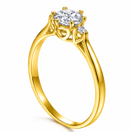 Arabella Round Cut Three-Stone Moissanite Engagement Ring