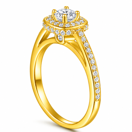 Aurora Round-Cut Moissanite Halo Engagement Ring